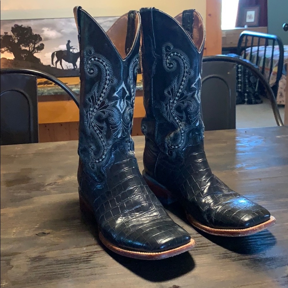 Black Caiman print Cowboy Boots